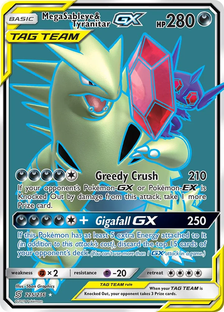 Mega Sableye & Tyranitar-GX, Unified Minds 225/236