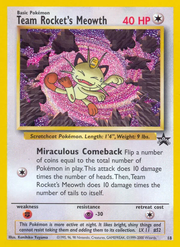 Team Rocket’s Meowth, Wizards Black Star Promos 18