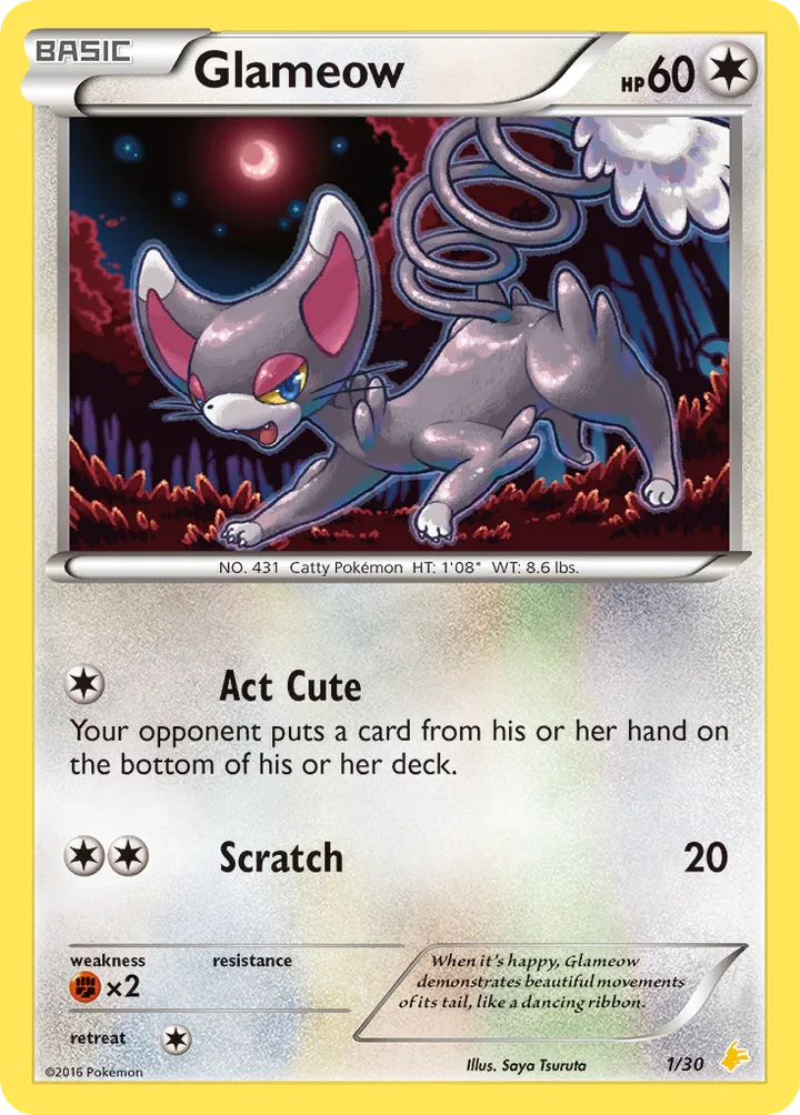 Glameow, XY Trainer Kit—Pikachu Libre 1/30